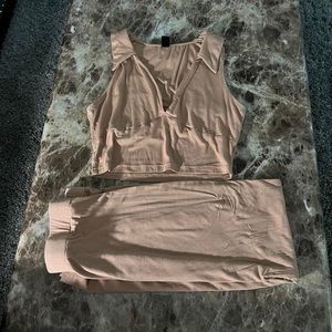 Khaki midi skirt set